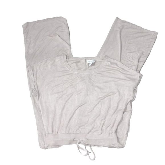 Rachel Zoe Women's Crop Jumpsuit Romper Wide Leg Tie Waist Short Sleeve Beige M - Picture 6 of 11